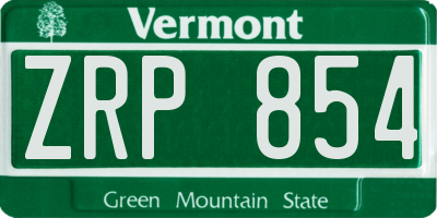 VT license plate ZRP854