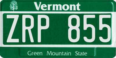 VT license plate ZRP855