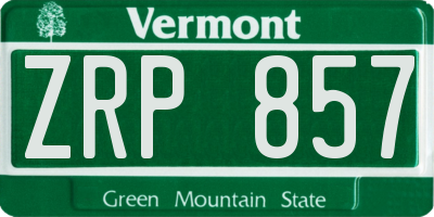 VT license plate ZRP857