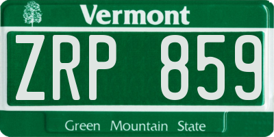 VT license plate ZRP859