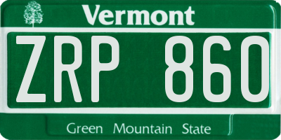 VT license plate ZRP860