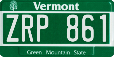 VT license plate ZRP861