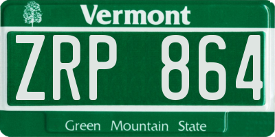 VT license plate ZRP864