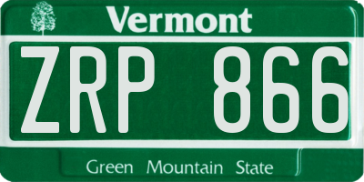 VT license plate ZRP866