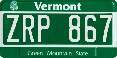 VT license plate ZRP867