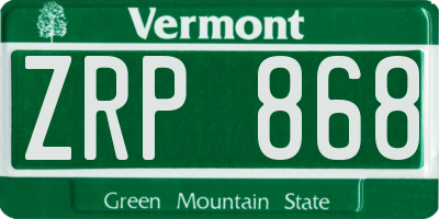VT license plate ZRP868