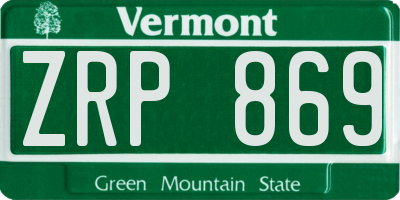 VT license plate ZRP869