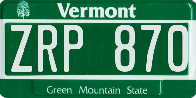 VT license plate ZRP870