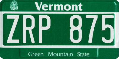 VT license plate ZRP875