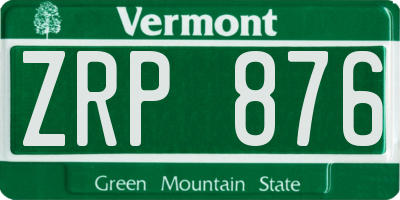 VT license plate ZRP876