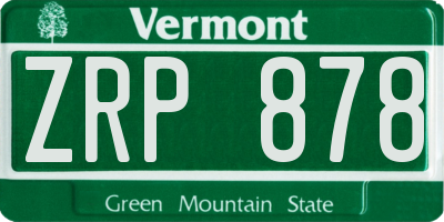 VT license plate ZRP878