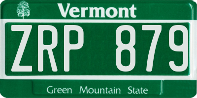 VT license plate ZRP879