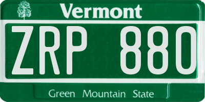 VT license plate ZRP880