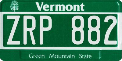 VT license plate ZRP882