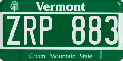 VT license plate ZRP883