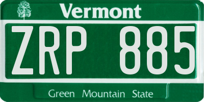 VT license plate ZRP885