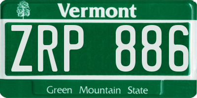 VT license plate ZRP886