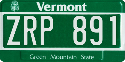 VT license plate ZRP891