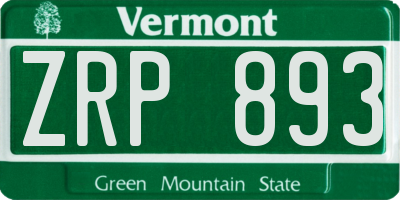 VT license plate ZRP893