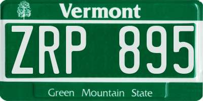 VT license plate ZRP895