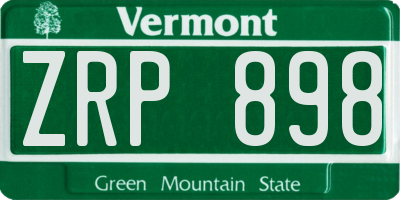 VT license plate ZRP898