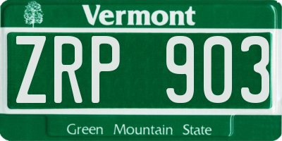 VT license plate ZRP903