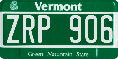 VT license plate ZRP906