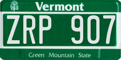VT license plate ZRP907