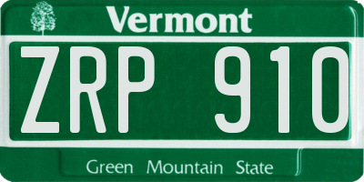 VT license plate ZRP910