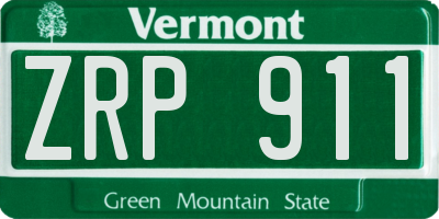 VT license plate ZRP911