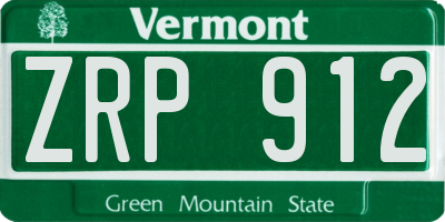 VT license plate ZRP912