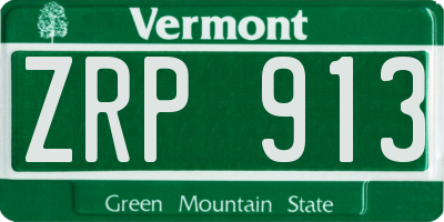 VT license plate ZRP913