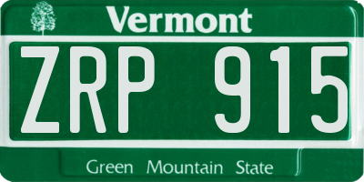 VT license plate ZRP915