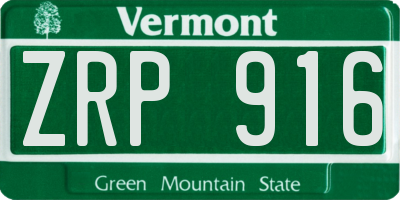 VT license plate ZRP916