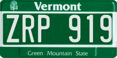 VT license plate ZRP919