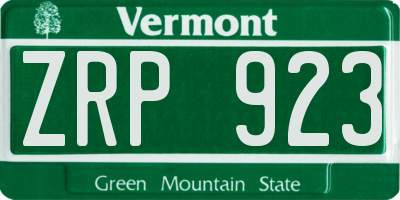 VT license plate ZRP923