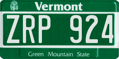 VT license plate ZRP924