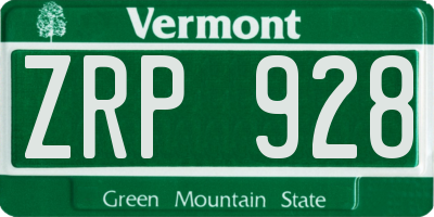VT license plate ZRP928