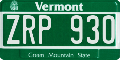VT license plate ZRP930