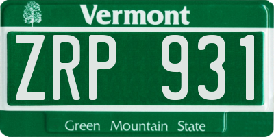 VT license plate ZRP931