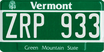 VT license plate ZRP933
