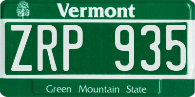 VT license plate ZRP935