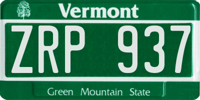 VT license plate ZRP937
