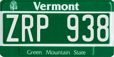 VT license plate ZRP938