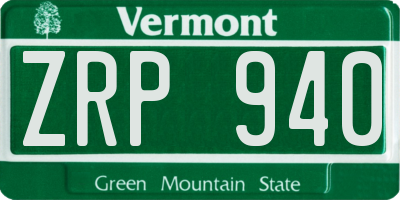 VT license plate ZRP940