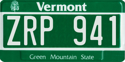 VT license plate ZRP941