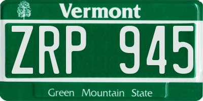 VT license plate ZRP945