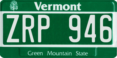 VT license plate ZRP946