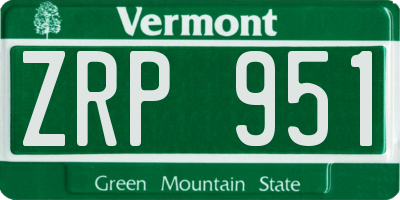 VT license plate ZRP951