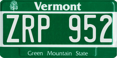 VT license plate ZRP952